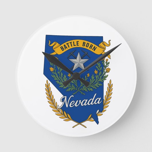 Nevada Staatsstolz Runde Wanduhr (Vorderseite)