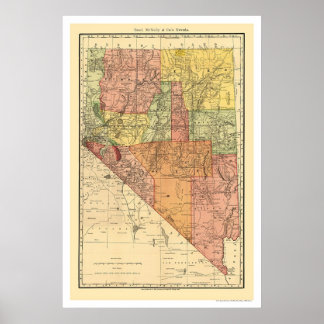 Nevada Stadt & Bahn Karte 1893 Poster