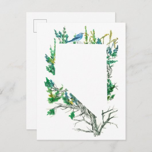 Nevada State Flower Sagebrush Mountain Bluebird Postkarte (Vorne/Hinten)