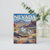 Nevada State Pride Wüstenlandschaft mit Silber Postkarte (Stehend Vorderseite)