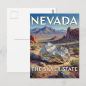Nevada State Pride Wüstenlandschaft mit Silber Postkarte (Vorne/Hinten)
