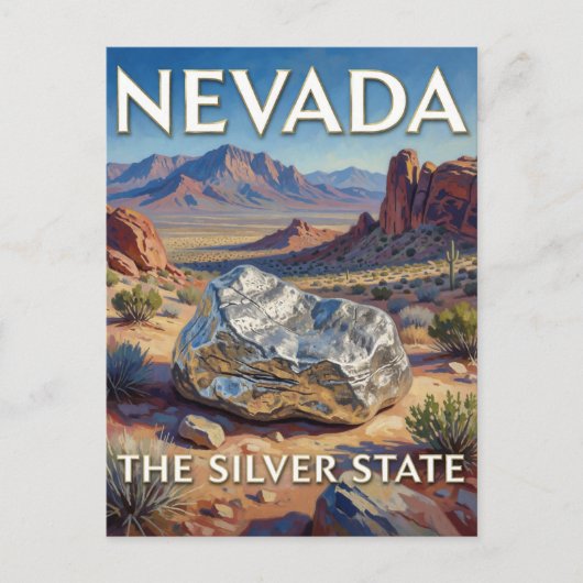 Nevada State Pride Wüstenlandschaft mit Silber Postkarte (Vorderseite)