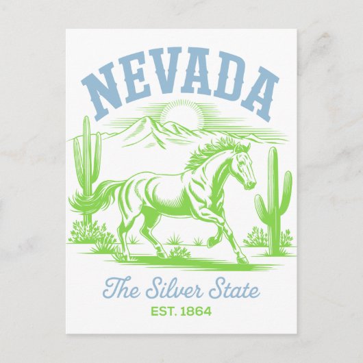 Nevada The Silver State Est. 1864 Wild Horse Postkarte (Vorderseite)