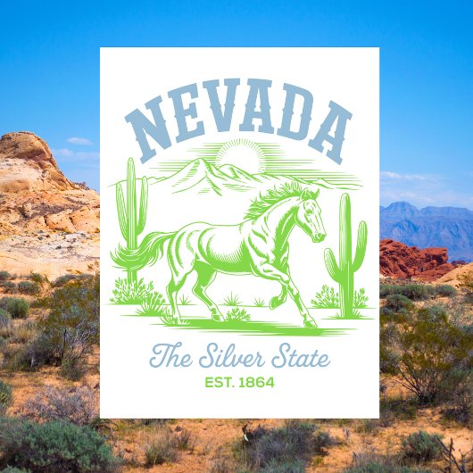 Nevada The Silver State Est. 1864 Wild Horse Postkarte