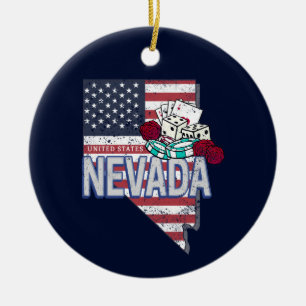 Nevada United Staaten Retro Map Vintag USA Casino Keramik Ornament
