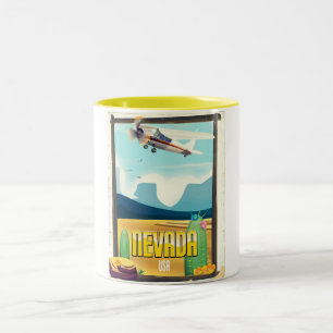 Nevada USA Vintages Reiseplakat. Zweifarbige Tasse