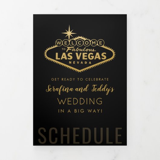 Nevada Vegas Guest Wedding Welcome Schedule Dreifach-gefaltete Programmkarte (Cover)