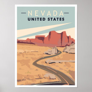 Nevada Vereinigte Staaten Vintage-Reiseillustratio Poster