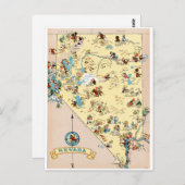 Nevada Vintag Funny Map Postkarte (Vorne/Hinten)