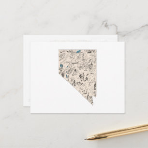 Nevada Vintag Picture Map Staat Chart Postkarte