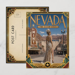 Nevada Vintage Art Deco Golden Age Postkarte