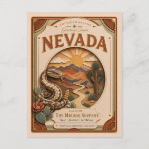 Nevada Vintage Paper Cut American Arcana Postkarte