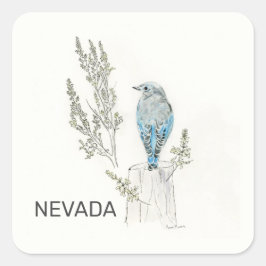 Nevada, Vogel und Blume Quadratischer Aufkleber