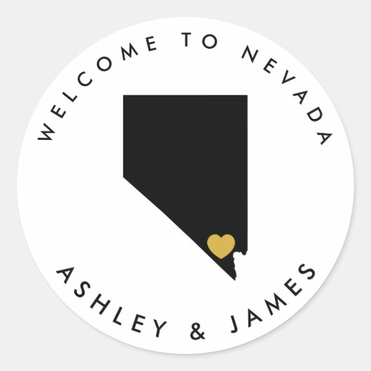 Nevada Wedding Welcome Sticker für Leckerei Box Ba (Vorderseite)