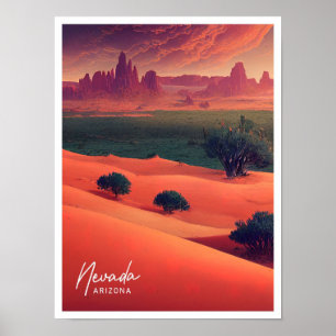 Nevada-Wüsten-Arizona-Reiseort-Illustration Poster