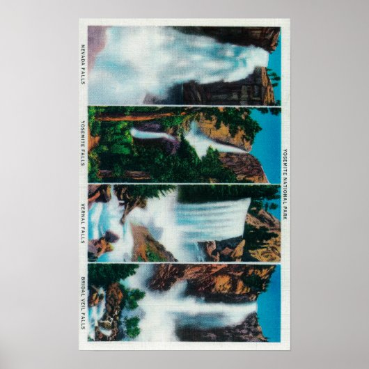 Nevada, Yosemite, Vernal und Bridal Veil Falls Poster (Vorne)