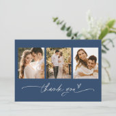NEVE Navy Blue Foto Hochzeit Danke Karte (Stehend Vorderseite)