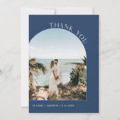 NEVE Navy Blue Modern Wedding Foto Danke Karte (Vorderseite)