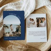 NEVE Navy Blue Modern Wedding Foto Danke Karte