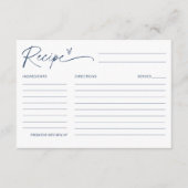 NEVE Navy Blue Recipe Brautparty Begleitkarte (Vorderseite)