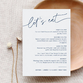NEVE Navy Minimalistische Hochzeitmenü Karte