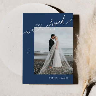 NEVE Navy Minimalistische Hochzeitsankündigung für Einladung