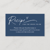 NEVE Navy Rezept Einsteckkarte Brautparty Visitenkarte (Vorderseite)