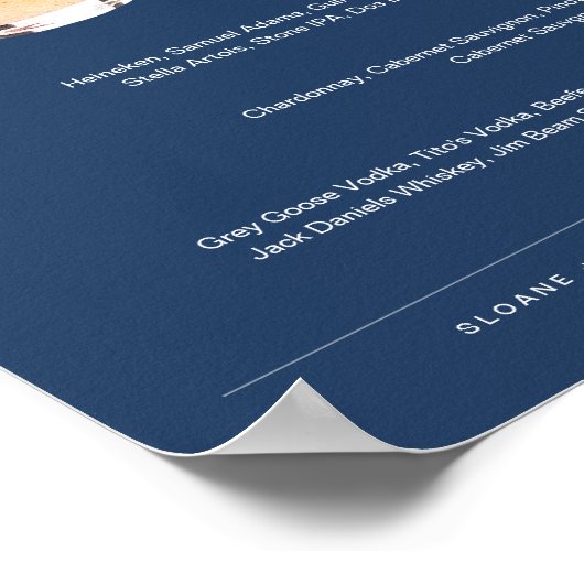 NEVE Navy Signature Drink Hochzeit Bar Sign Poster (Ecke)