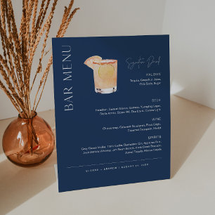 NEVE Navy Signature Drink Wedding Bar Menu Sockelschild