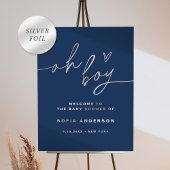 NEVE Navy, Silver Foil Oh Boy Baby Shooting Sign Foliendrucke