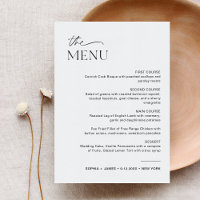 NEVE Navy Wedding Dinner Menu 12x18 Card