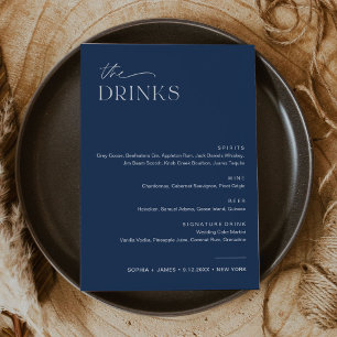 NEVE Navy Wedk Drink Bar Menu 12x18 Card Einladung