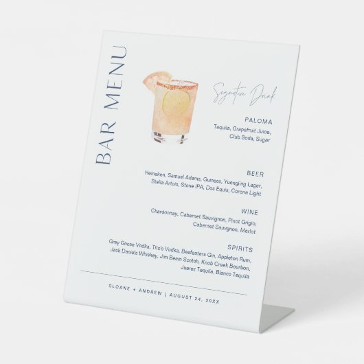 NEVE Wedding Bar Menu, Signature Drink Sockelschild (Vorderseite)