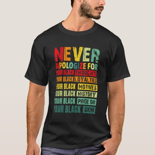 Never Apologize Black History Month BLM Melanin Pr T-Shirt (Vorderseite)