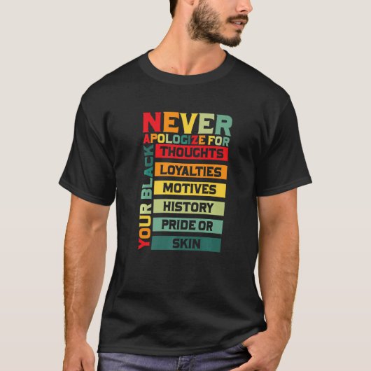 Never Apologize Black History Month BLM Melanin Pr T-Shirt (Vorderseite)