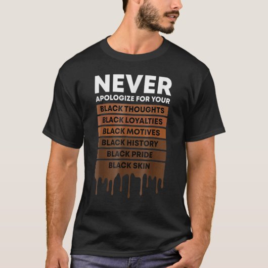 Never Apologize Black History Month BLM Melanin Pr T-Shirt (Vorderseite)