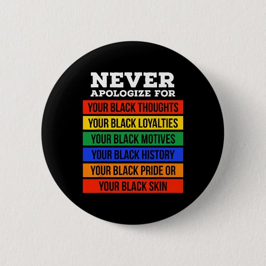 Never Apologize For Your Blackness - Black History Button (Vorderseite)