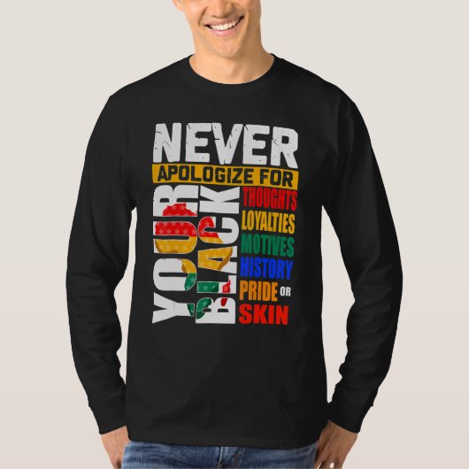 Never Apologize For Your Blackness Black History M T-Shirt (Vorderseite)
