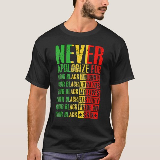 Never Apologize For Your Blackness Black History P T-Shirt (Vorderseite)