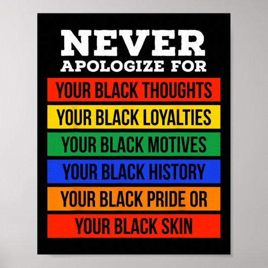 Never Apologize For Your Blackness - Black History Poster (Vorne)