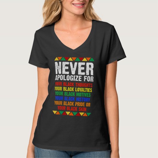 Never Apologize Your Blackness African Black Histo T-Shirt (Vorderseite)