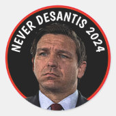 Never DeSantis 2024 Runder Aufkleber (Vorderseite)