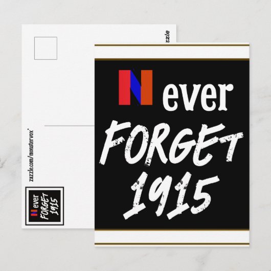 Never Forget 1915 Postcard Postkarte (Vorne/Hinten)