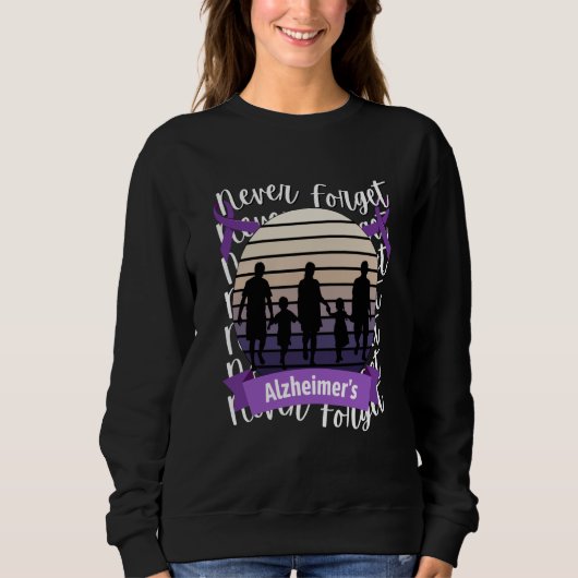 Never Forget Alzheimer's Awareness Retro Purple Fa Sweatshirt (Vorderseite)