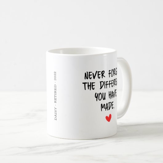 Never Forget The Difference You Have Made Kaffeetasse (VorderseiteRechts)