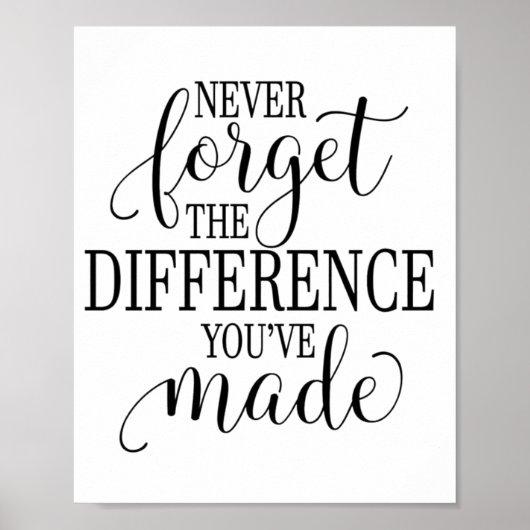 Never Forget the Difference You’ve Made Poster (Vorne)