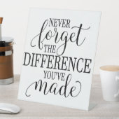 Never Forget the Difference You’ve Made Sockelschild (In Situ)