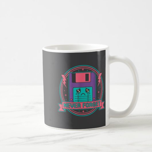 Never Forget Vintage Computer Tech Kaffeetasse (Rechts)