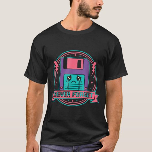 Never Forget Vintage Computer Tech T-Shirt (Vorderseite)