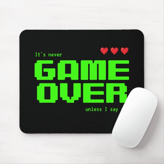 'Never GAME OVER' Retro-80er-Computerfreaks Mousepad (Mit Mouse)